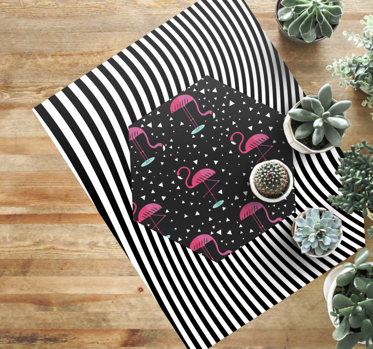 Tapete vinílico de animais hexágono listrado flamingo - TenStickers