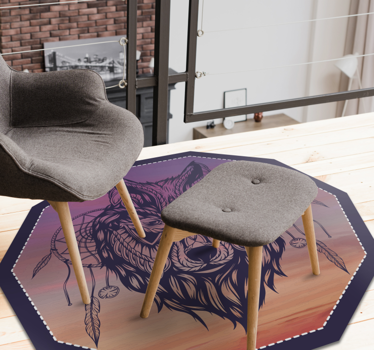 Tapete vinílico de animais ilustração de lobo octogonal - TenStickers