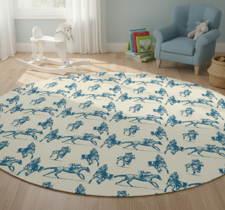 Tapete vinílico de animais padrão de cavalo azul e bege - TenStickers