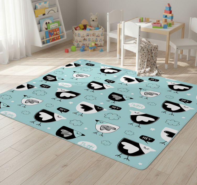 Tapete vinílico de animais padrão de galinha preta - TenStickers