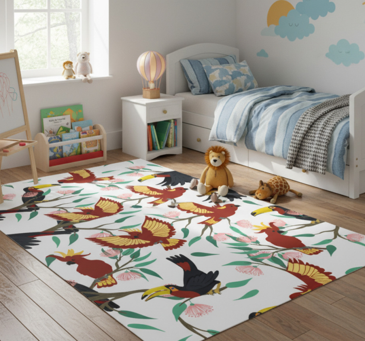 Tapete vinílico de animais papagaios e tucanos - TenStickers