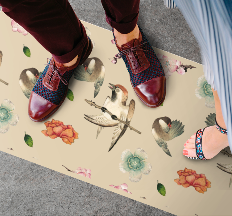 Tapete vinílico de animais pássaros e flores - TenStickers