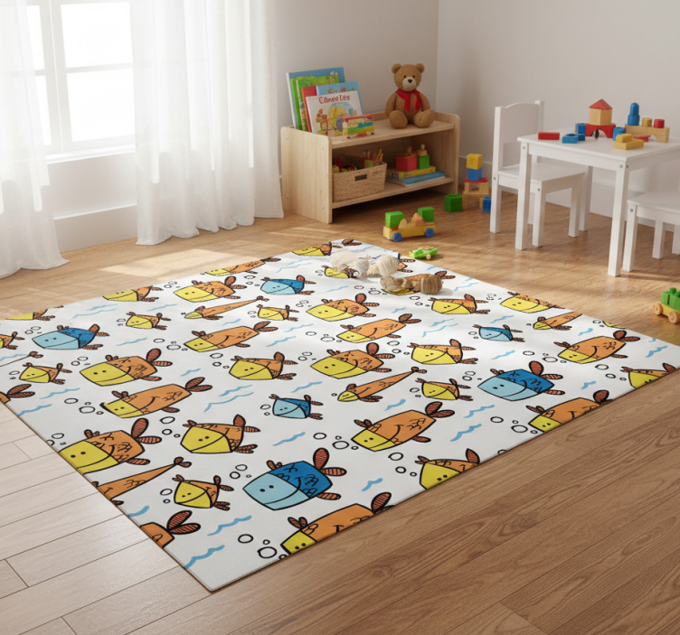 Tapete vinílico de animais peixes coloridos infantil - TenStickers