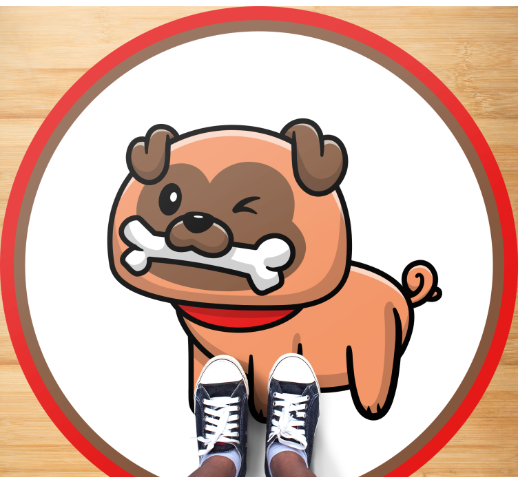Tapete vinílico de animais bulldog com um osso - TenStickers