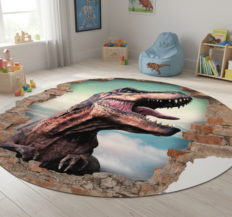 Tapete vinílico de animais t-rex 3d realista - TenStickers
