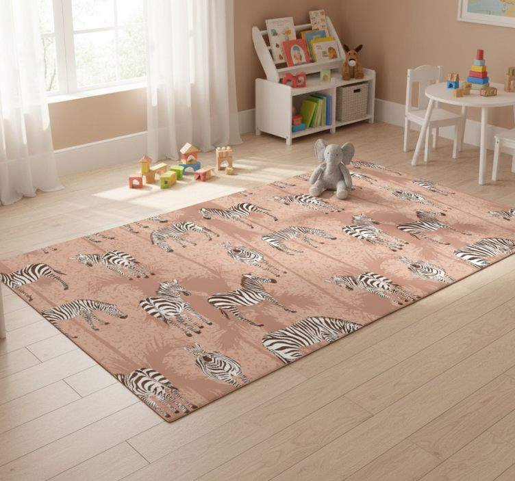 Tapete vinílico de animais zebra e palmeiras marrons - TenStickers