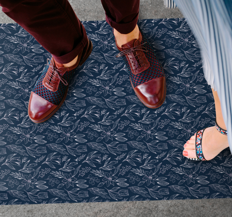 Tapete vinílico flores e plantas elegância floral marinho - TenStickers