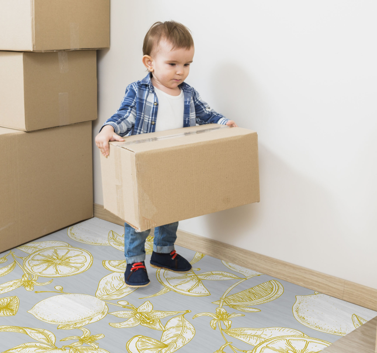 Tapete vinílico flores e plantas padrão botânico cítrico - TenStickers