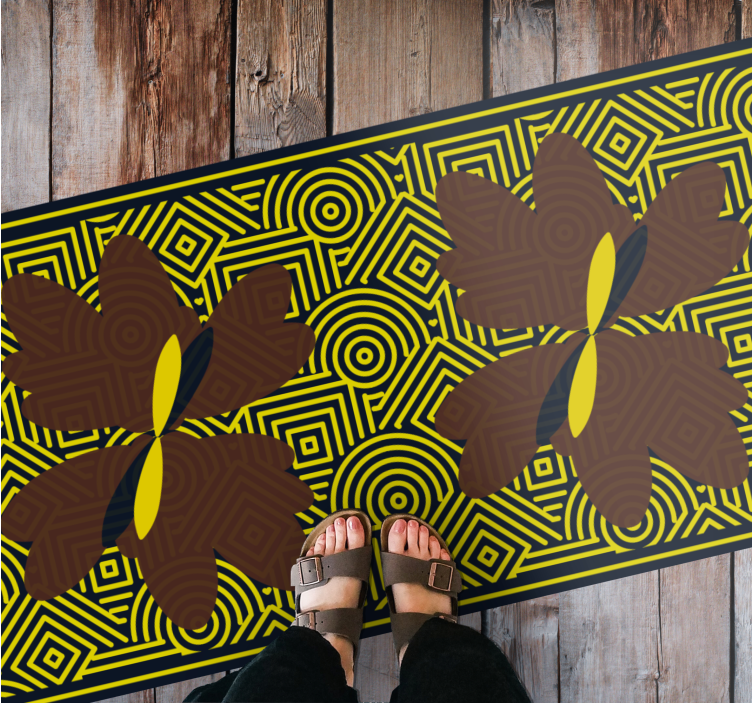 Tapete vinílico geométricas contraste floral geométrico - TenStickers