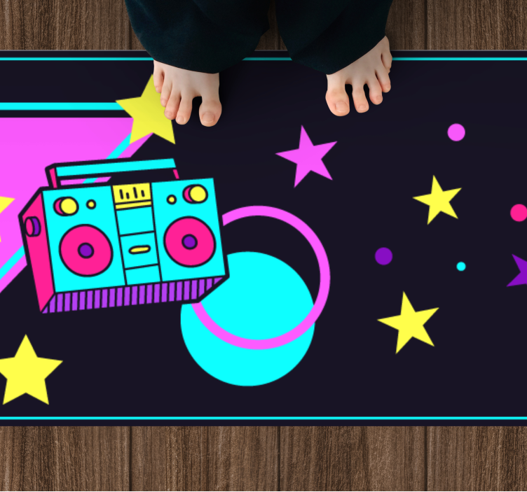 Tapete vinílico vintage gráfico de boombox colorido - TenStickers