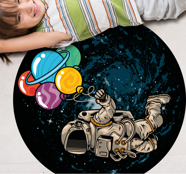 Tapete em vinil infantil astronauta com balões - TenStickers