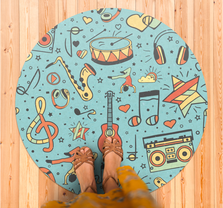 Tapete em vinil infantil tema de notas musicais - TenStickers
