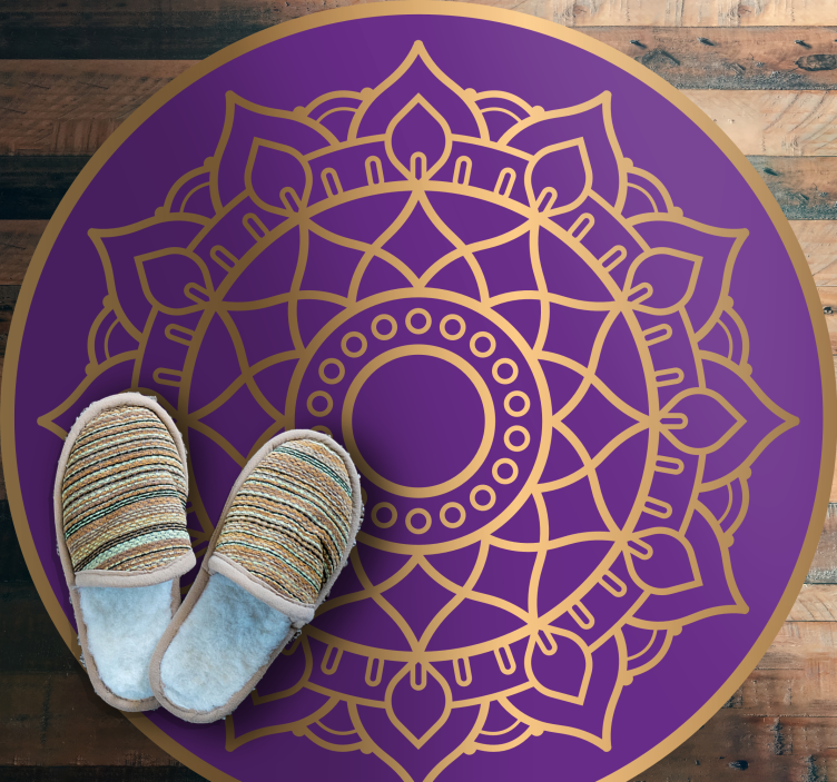 Tapete vinílico de mandala motivo roxo e dourado - TenStickers