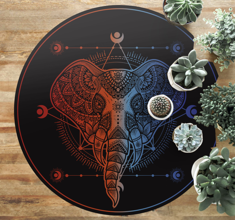 Tapete vinílico de mandala arte de elefante - TenStickers