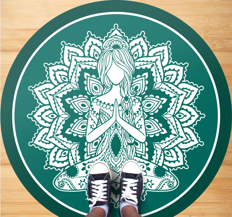 Tapete vinílico de mandala arte verde meditativa - TenStickers