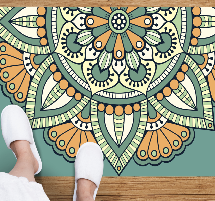 Tapete vinílico de mandala com motivo floral meia - TenStickers
