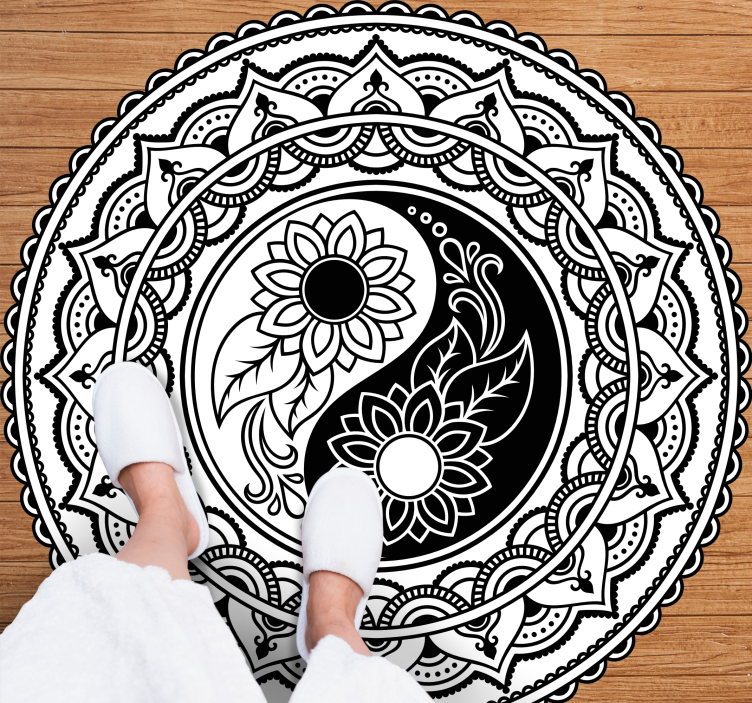 Tapete vinílico de mandala girassóis yin yang - TenStickers