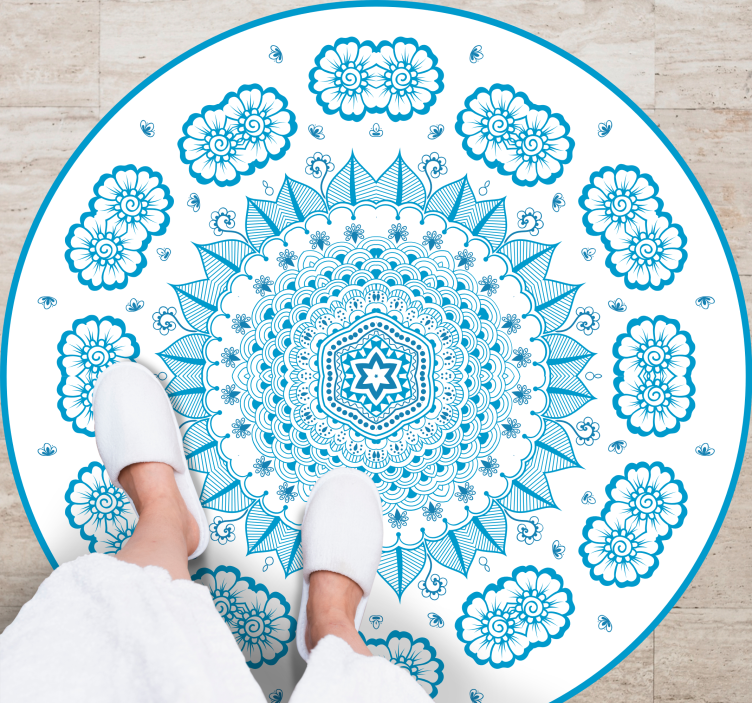 Tapete vinílico de mandala inspiração floral intrincada - TenStickers