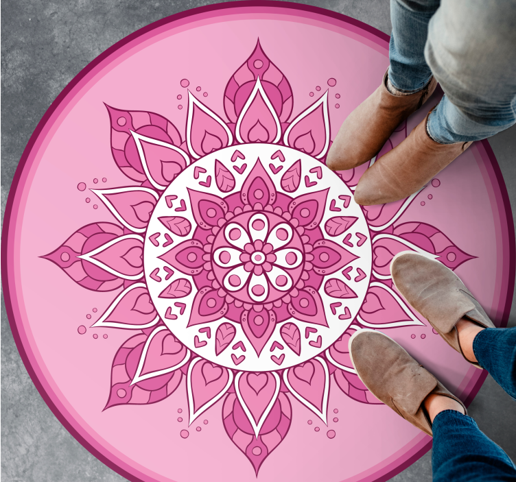 Tapete vinílico de mandala meditação floral rosa - TenStickers