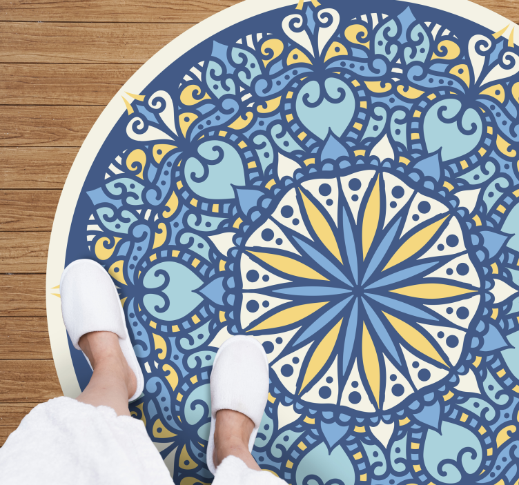 Tapete vinílico de mandala motivo azul intrincado - TenStickers