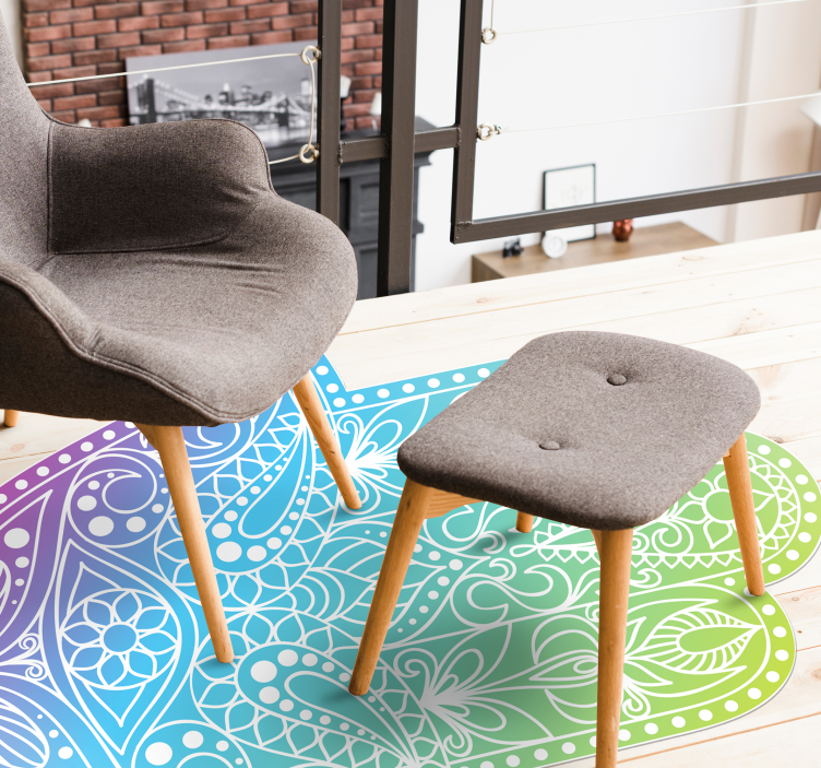 Tapete vinílico de mandala mão de fátima em gradiente - TenStickers