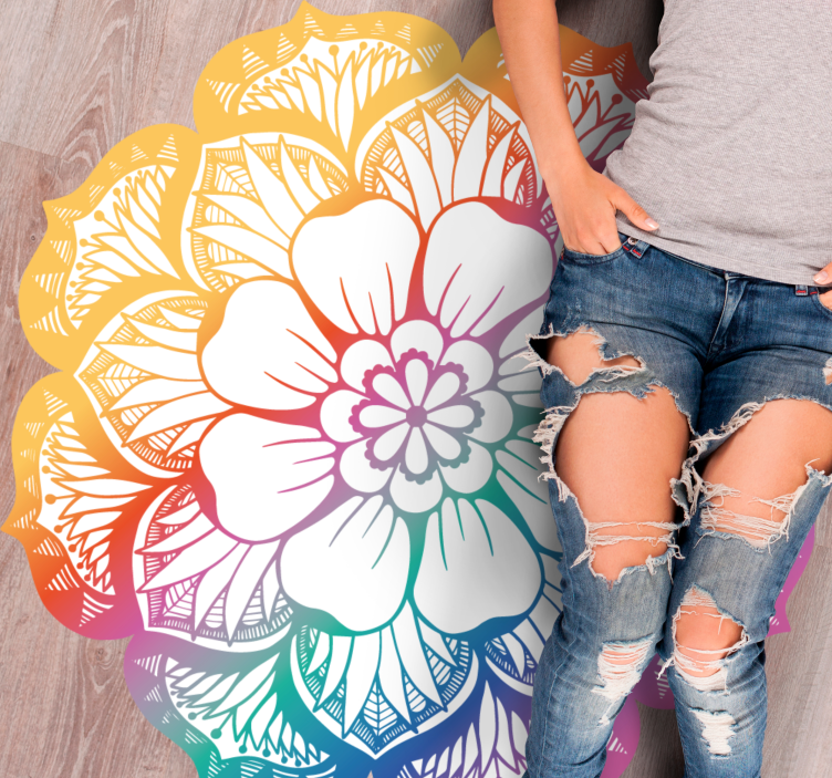 Tapete vinílico de mandala motivo floral colorido - TenStickers