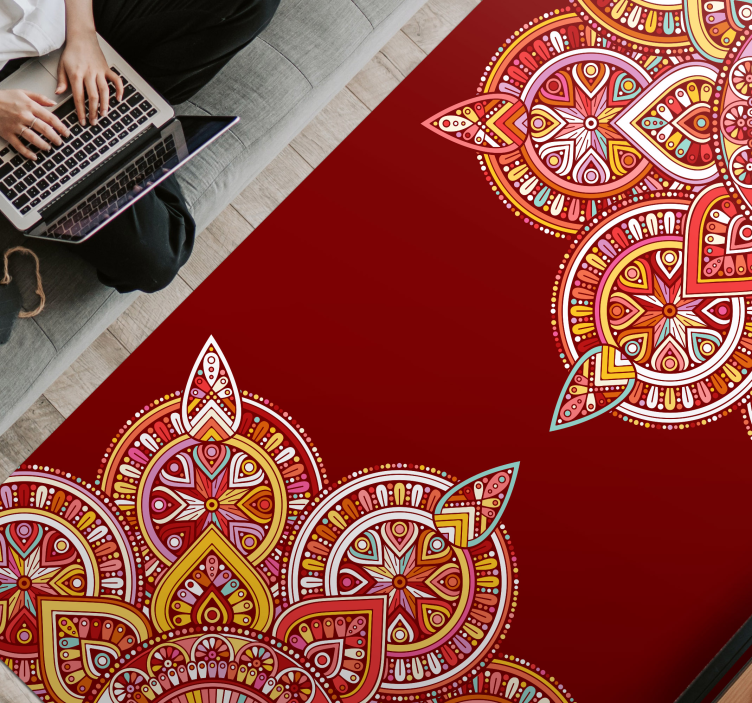 Tapete vinílico de mandala motivos geométricos vibrantes - TenStickers