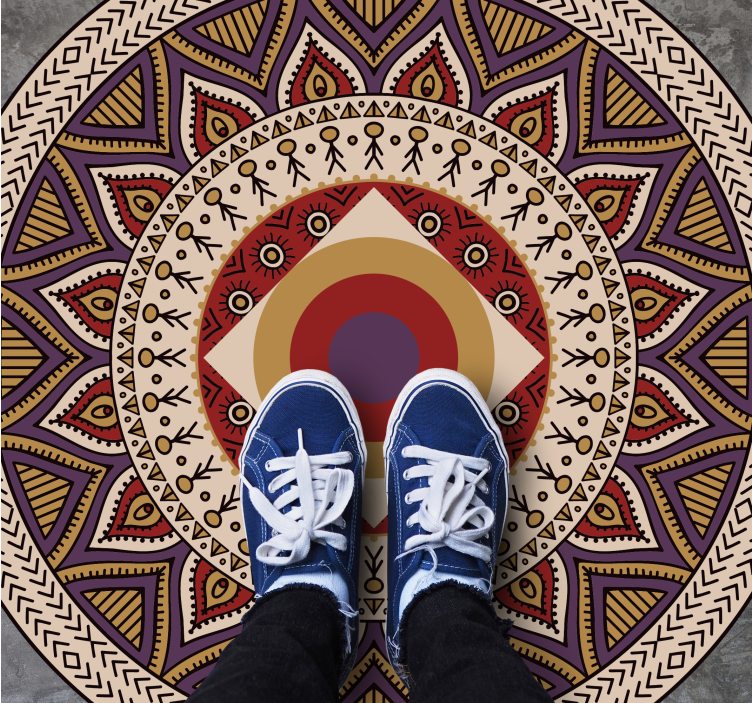 Tapete vinílico de mandala padrão circular vibrante - TenStickers