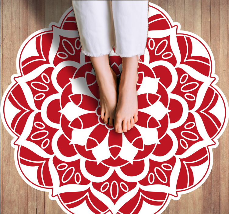 Tapete vinílico de mandala padrão floral vermelho - TenStickers