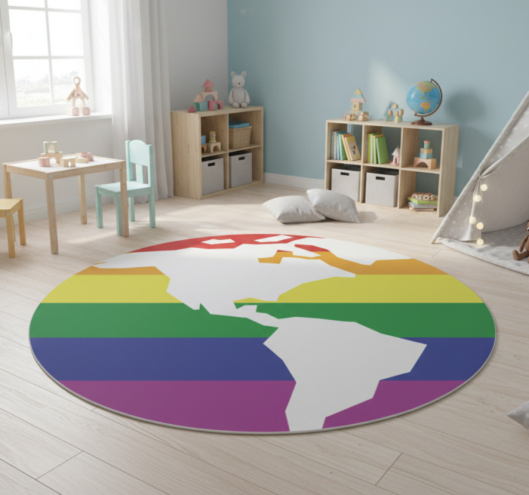 Tapete vinílico de mapa mundial adesivo arco-íris - TenStickers