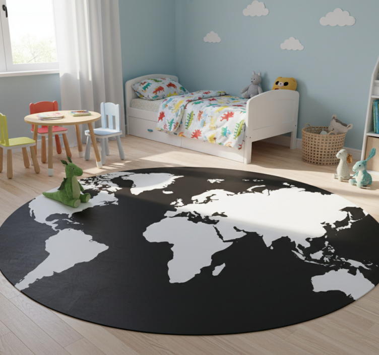 Tapete vinílico de mapa mundial adesivo decorativo círculo - TenStickers