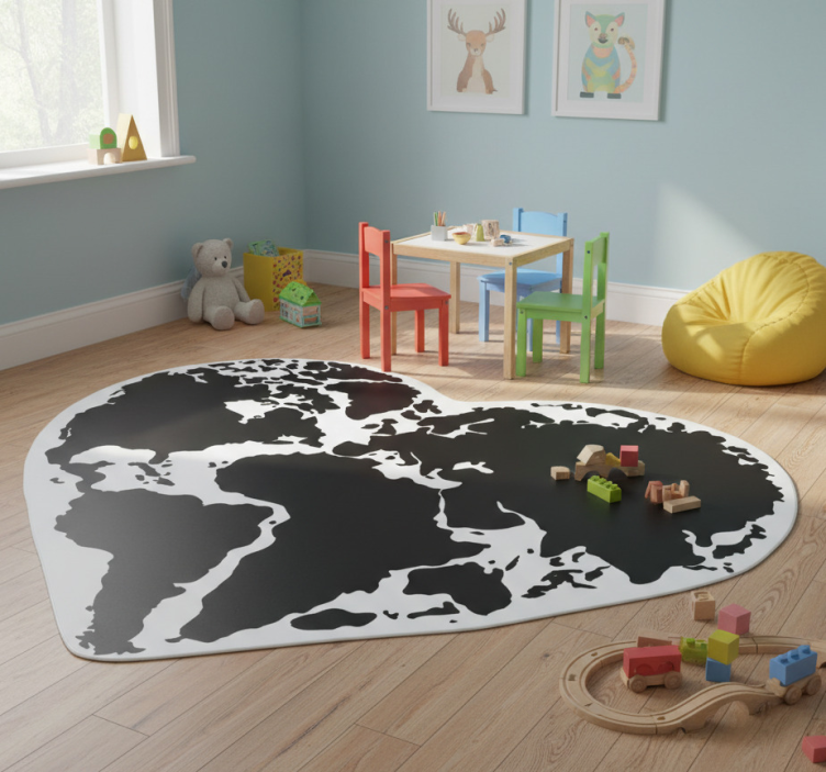 Tapete vinílico de mapa mundial adesivo em forma de coração - TenStickers