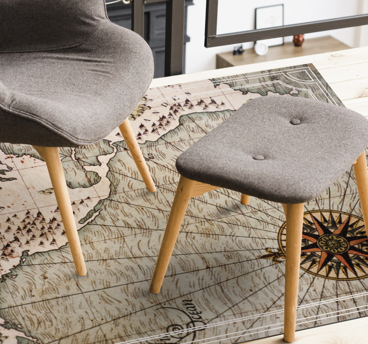 Tapete vinílico de mapa mundial carta náutica antiga - TenStickers