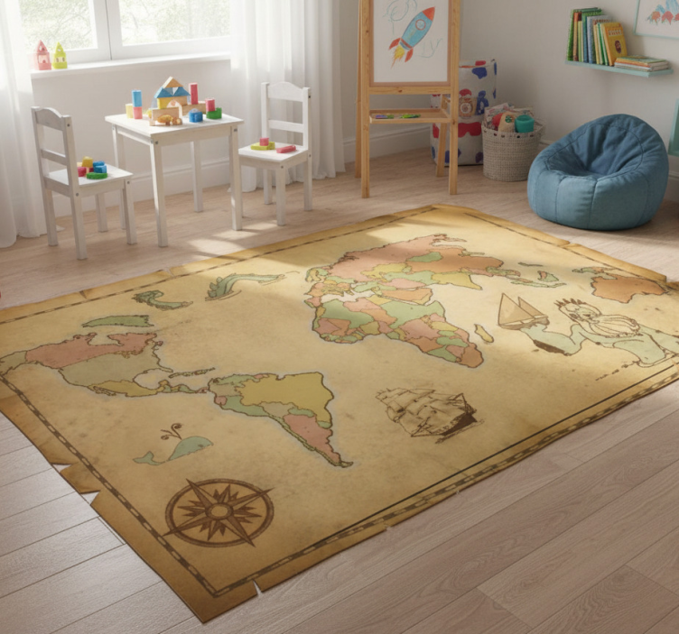 Tapete vinílico de mapa mundial decorativo antigo - TenStickers