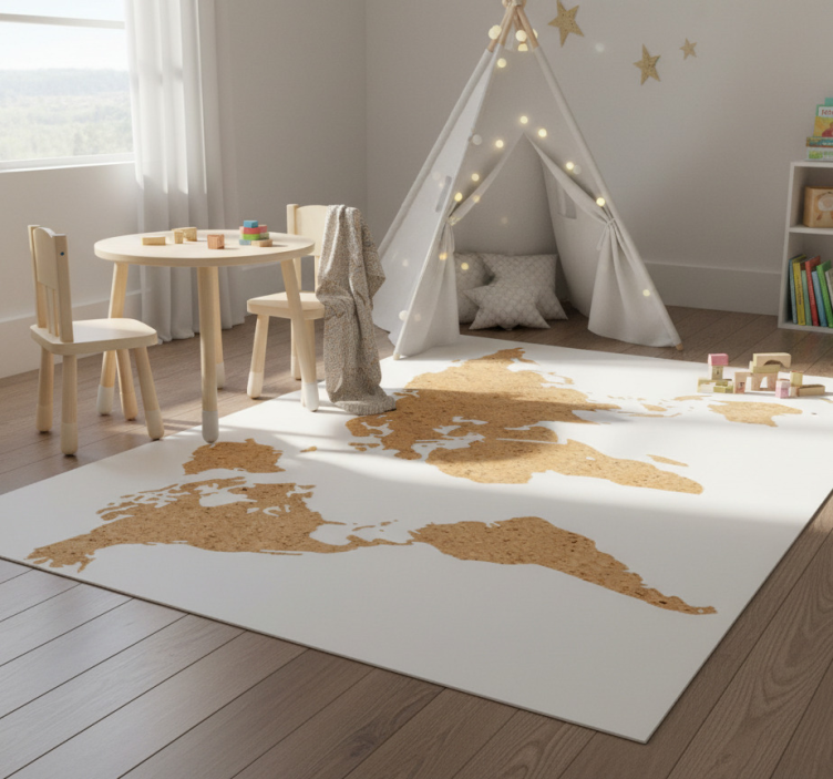 Tapete vinílico de mapa mundial decorativo em cortiça - TenStickers