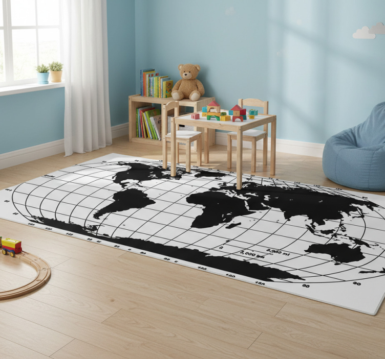 Tapete vinílico de mapa mundial decorativo monocolor - TenStickers