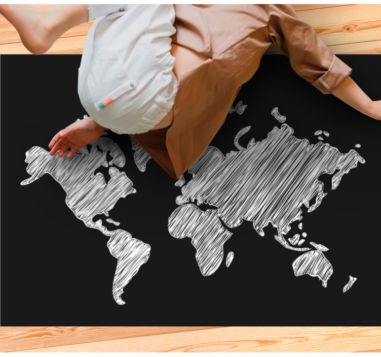 Tapete vinílico de mapa mundial design cinza de quadro-negro - TenStickers