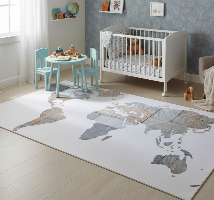 Tapete vinílico de mapa mundial efeito mármore - TenStickers