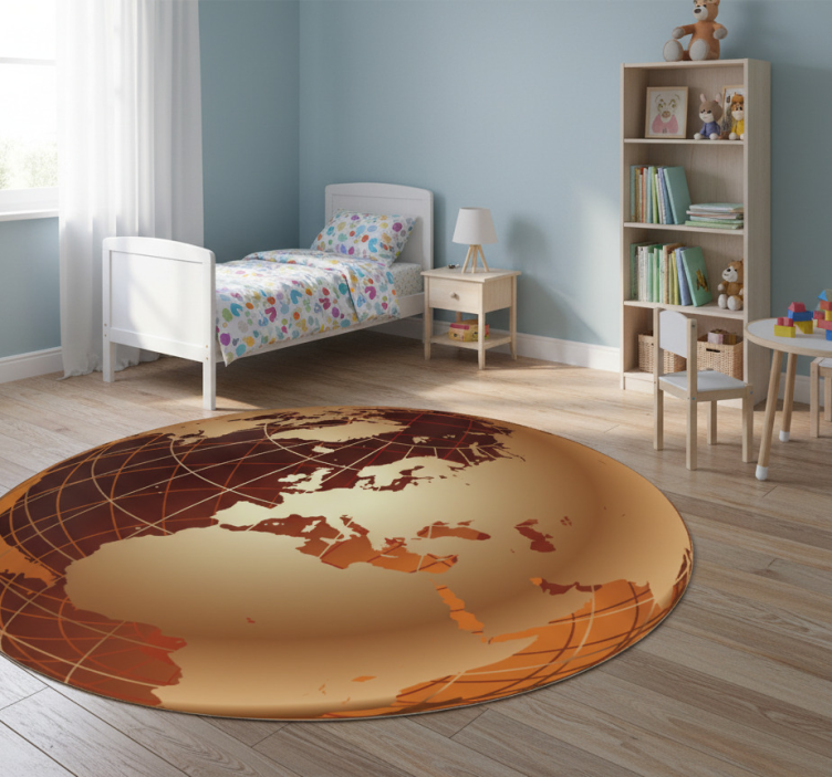 Tapete vinílico de mapa mundial em dourado europa - TenStickers