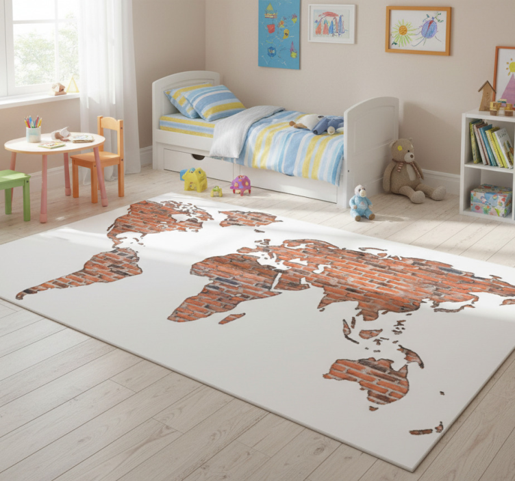 Tapete vinílico de mapa mundial em ladrilho - TenStickers