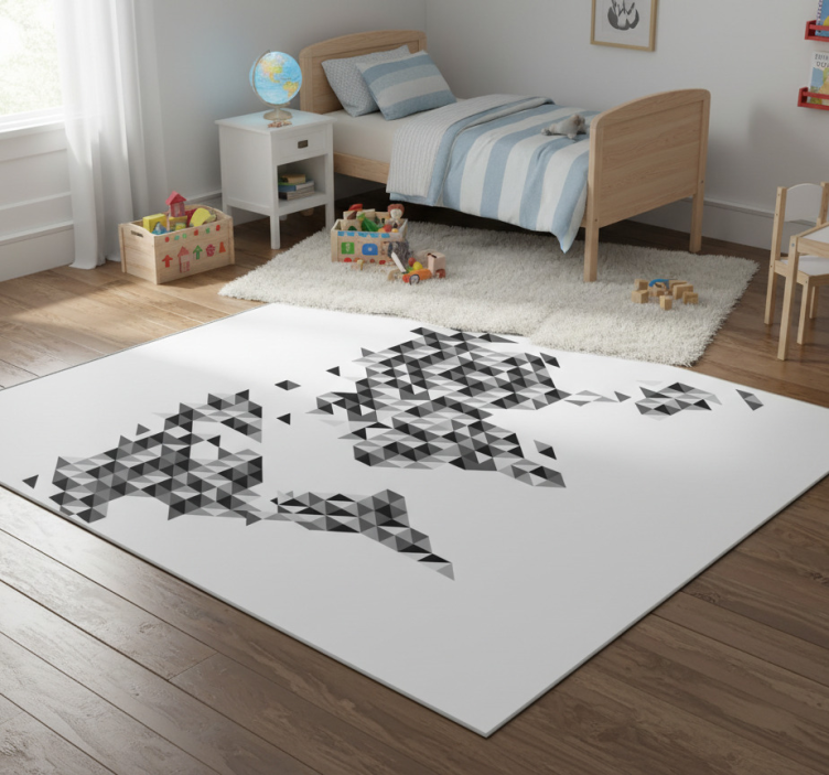 Tapete vinílico de mapa mundial em tons de cinza - TenStickers