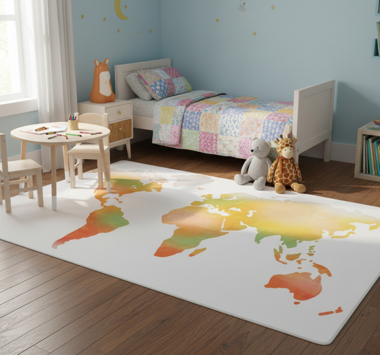 Tapete vinílico de mapa mundial em tons quentes - TenStickers