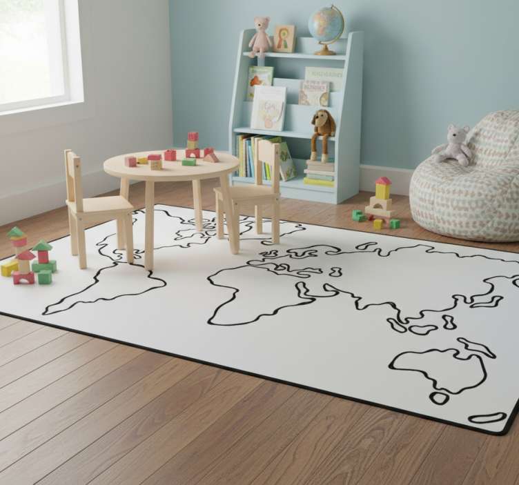 Tapete vinílico de mapa mundial em uma cor só - TenStickers