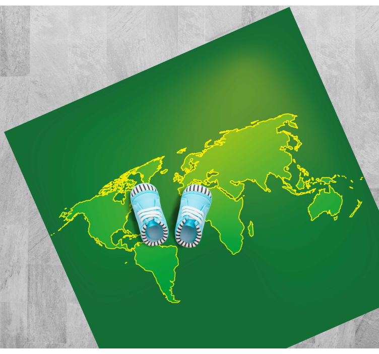 Tapete vinílico de mapa mundial esboço do mundo verde - TenStickers