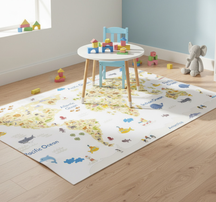 Tapete vinílico de mapa mundial fauna en - TenStickers