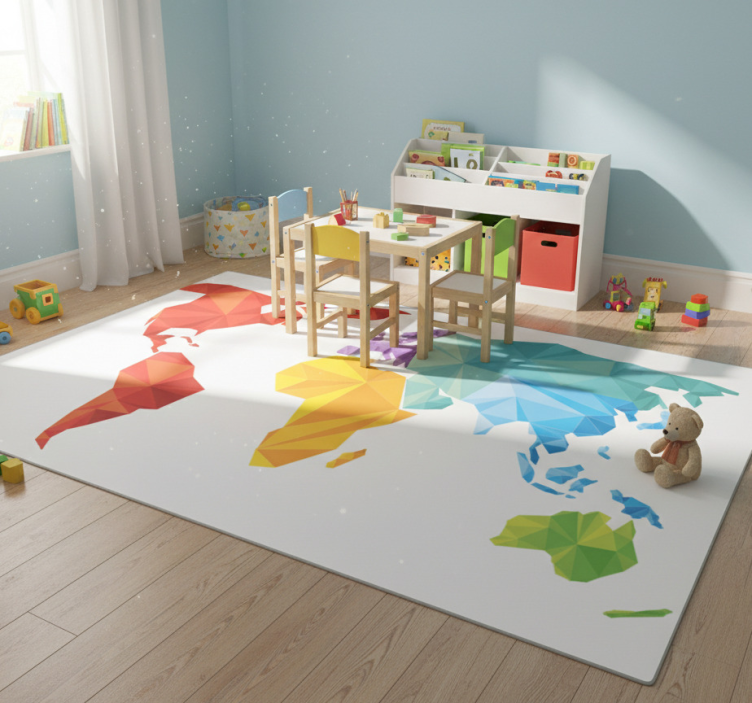 Tapete vinílico de mapa mundial geométrico - TenStickers