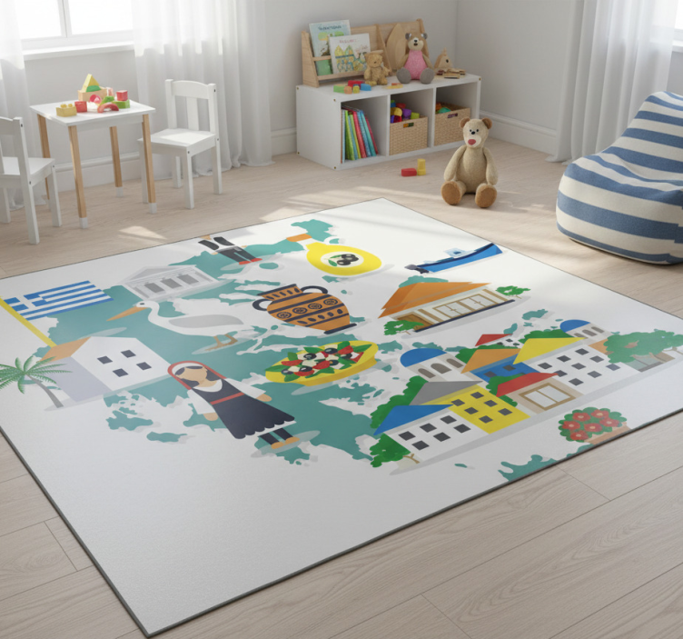 Tapete vinílico de mapa mundial ilustração da grécia e ilhas - TenStickers