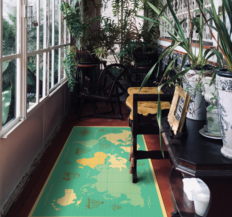 Tapete vinílico de mapa mundial mapa de exploração náutica - TenStickers