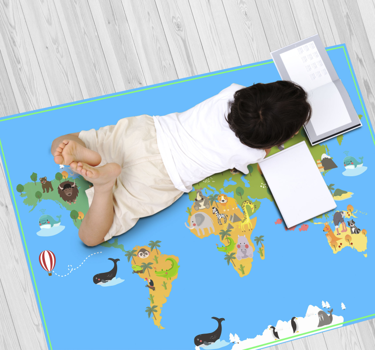 Tapete vinílico de mapa mundial mundo educacional - TenStickers