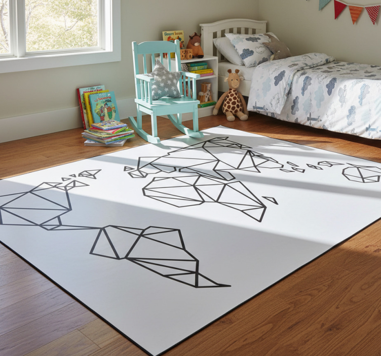 Tapete vinílico de mapa mundial origami decorativo - TenStickers